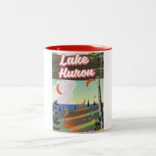 Lake Huron Travel Poster Zweifarbige Tasse