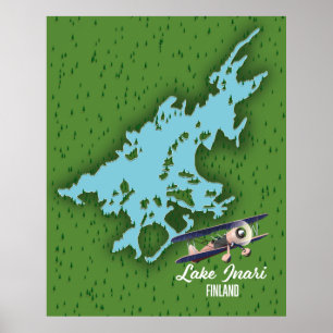 Lake Inari Finnland Karte Poster