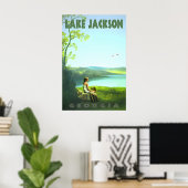 Lake Jackson Georgia Customizable Retro Travel Poster (Heimbüro)