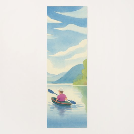 Lake Kayak Matching Left Watercolor Yogamatte (Rückseite)
