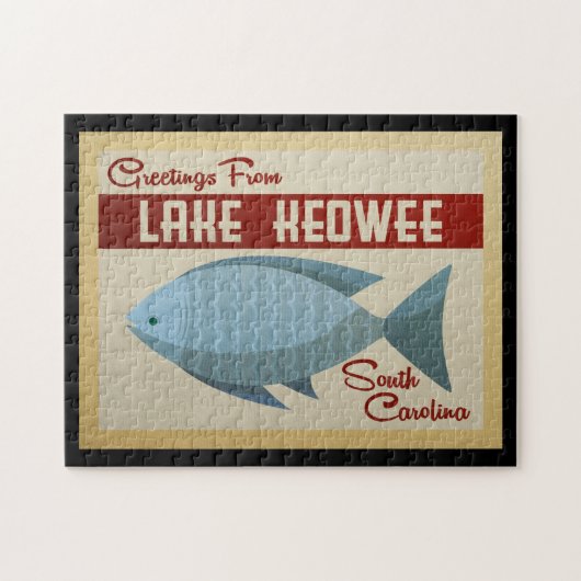 Lake Keowee Fisch Vintage Travel Puzzle (Horizontal)