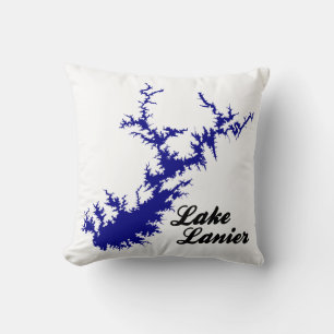 Lake Lanier Georgia Blue Ufer Schriftzug Kartenski Kissen