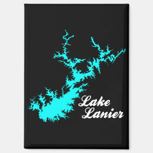 Lake Lanier Georgia Cyan Ufer Schriftzug Kartenski Magnet
