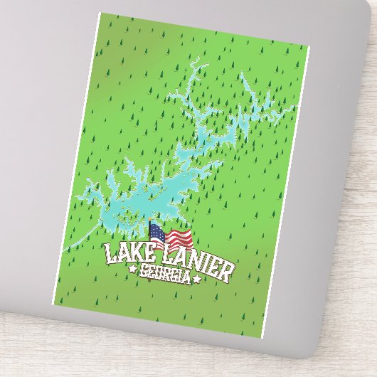 Lake Lanier Georgia Karte Aufkleber (Detail)
