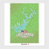 Lake Lanier Georgia Karte Aufkleber (Blatt)