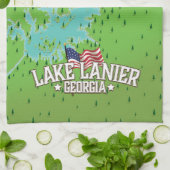 Lake Lanier Georgia Karte Geschirrtuch (Gefaltet)