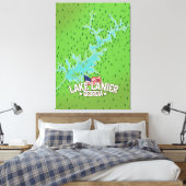 Lake Lanier Georgia Karte Leinwanddruck (Insitu (Schlafzimmer))