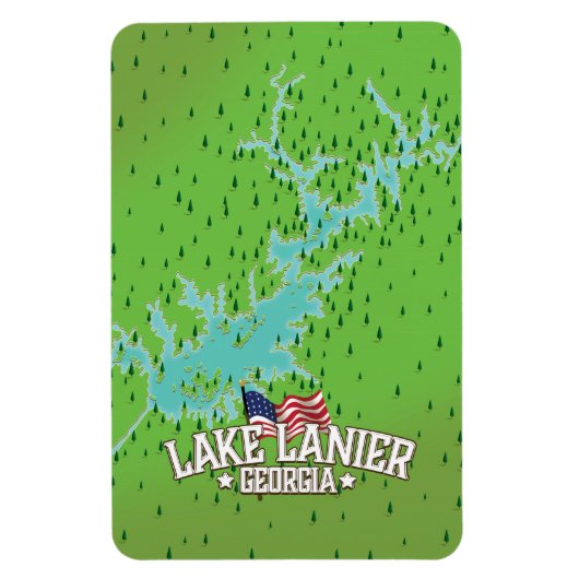 Lake Lanier Georgia Karte Magnet (Vertikal)