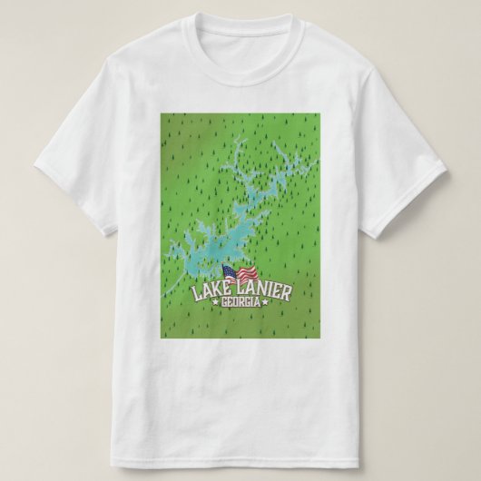 Lake Lanier Georgia Karte T-Shirt (Design vorne)
