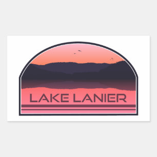 Lake Lanier Georgia Rote Morgensonne Rechteckiger Aufkleber