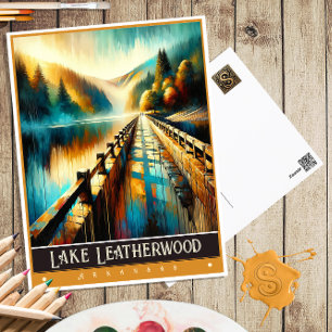 Lake Leatherwood, Arkansas Vintage Gemälde Postkarte