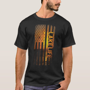 Lake Life American Flag Wakeboarder Powerboat 4. T-Shirt