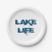 Lake Life Blue Typografie Pappteller (Vorderseite)