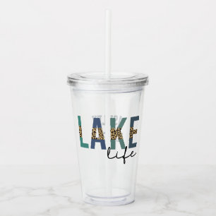 Lake Life Cheetah Print Typografy Acryltrinkbecher