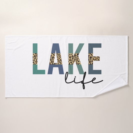 Lake Life Cheetah Print Typografy Badehandtuch (Badehandtuch)