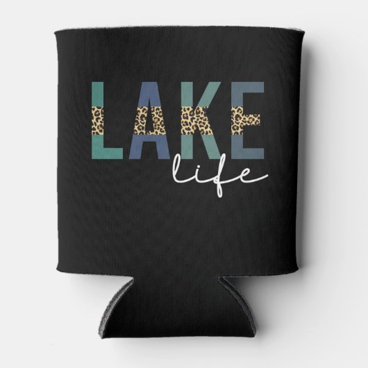 Lake Life Cheetah Print Typografy Dosenkühler (Vorderseite)