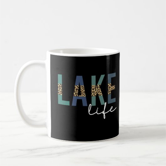 Lake Life Cheetah Print Typografy Kaffeetasse (Links)