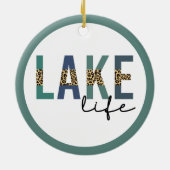 Lake Life Cheetah Print Typografy Keramik Ornament (Hinten)
