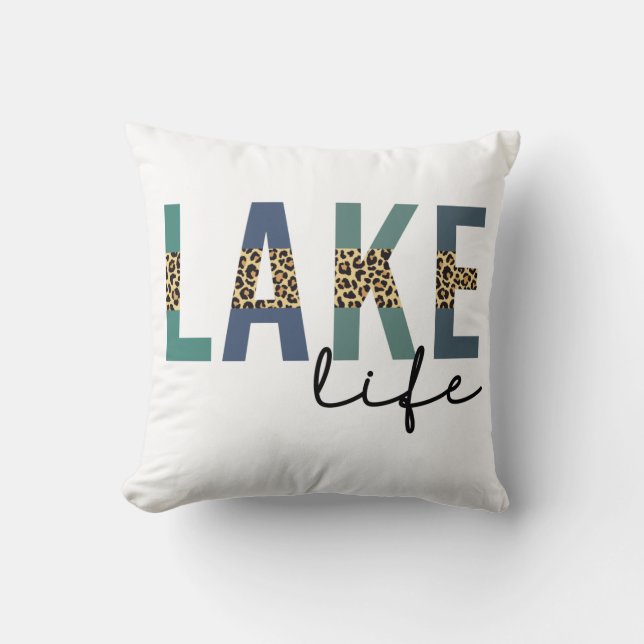 Lake Life Cheetah Print Typografy Kissen (Vorderseite)