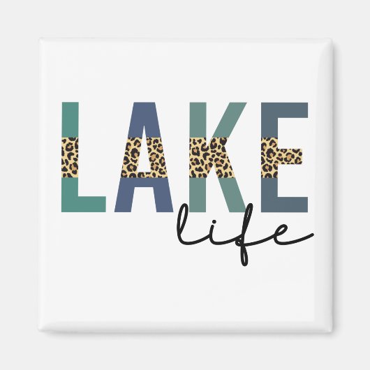 Lake Life Cheetah Print Typografy Magnet (Vorne)