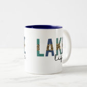 Lake Life Cheetah Print Typografy Zweifarbige Tasse (VorderseiteRechts)