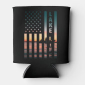 Lake Life Fisherman Sunset American Flag Bass Fish Dosenkühler (Vorderseite)