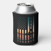 Lake Life Fisherman Sunset American Flag Bass Fish Dosenkühler (Kanne Rückseite)