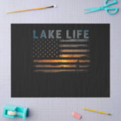 Lake Life Fisherman Sunset American Flag Bass Fish Seidenpapier (Basteln)