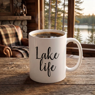 Lake Life House Chic Einfache Typografie Kaffeetasse