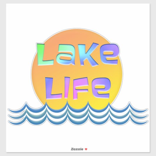 LAKE LIFE mit Sonne und Waves Aufkleber (Blatt)