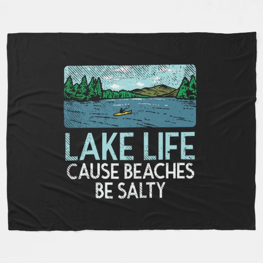 Lake Life Salty Beaches Fleecedecke (Vorderseite (Horizontal))