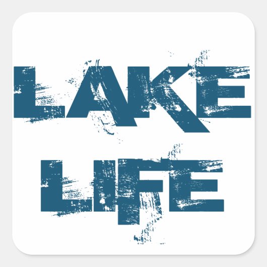 Lake Life Weathered Blue Schriftart Quadratischer Aufkleber (Vorderseite)