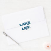 Lake Life Weathered Blue Schriftart Quadratischer Aufkleber (Umschlag)