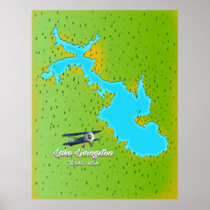Lake Livingston Texas Karte Poster
