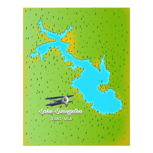 Lake Livingston Texas Map Fotodruck (Vorne)