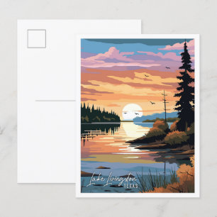 Lake Livingston Texas Vintage-Reiseillustration Postkarte