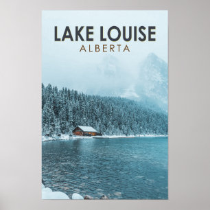 Lake Louise Alberta Canada Travel Art Vintag Poster