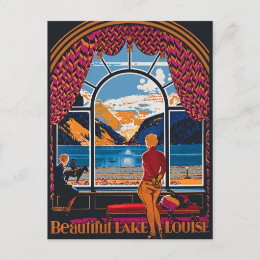 Lake Louise, Aussicht vom Fenster aus, Kanada Postkarte (Vorderseite)