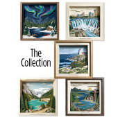 Lake Louise Banff Canada Paper Collage Diorama Poster