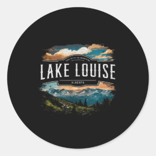 Lake Louise Berge Alberta Wandern Outdoor Vint Runder Aufkleber