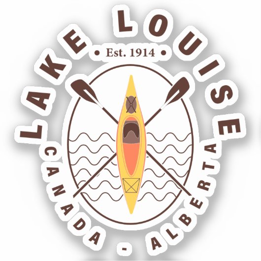 Lake Louise Canada Alberta Kayaking Retro Souvenir Aufkleber (Vorderseite)