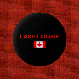 Lake Louise Canada Canadian Flag Dark Color Button