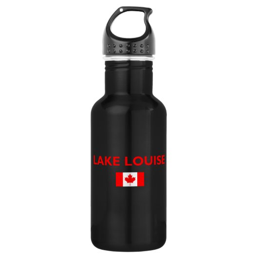 Lake Louise Canada Canadian Flag Dark Color Edelstahlflasche (Vorderseite)