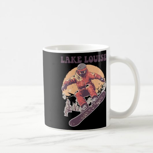 Lake Louise Canada Retro Snowboard Kaffeetasse (Rechts)