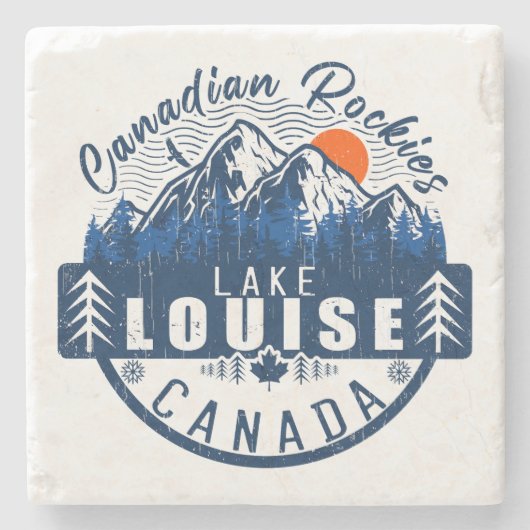 Lake Louise Canada Vintag Retro Sunset Souvenir Steinuntersetzer (Vorderseite)