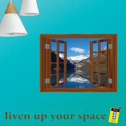 Lake Louise Mountain Fake Window View Poster