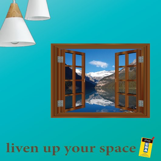 Lake Louise Mountain Fake Window View Poster