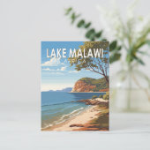 Lake Malawi Africa Travel Art Vintag Postkarte (Stehend Vorderseite)