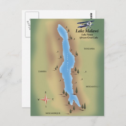 Lake Malawi, Reiseplakatdruck Postkarte (Vorne/Hinten)
