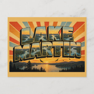 Lake Martin Alabama bewaldete Uferlinie Vintage Ar Postkarte